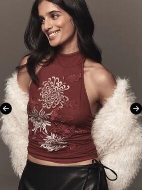 ANTHROPOLOGIE Mock-Neck Tank Top - Cabernet